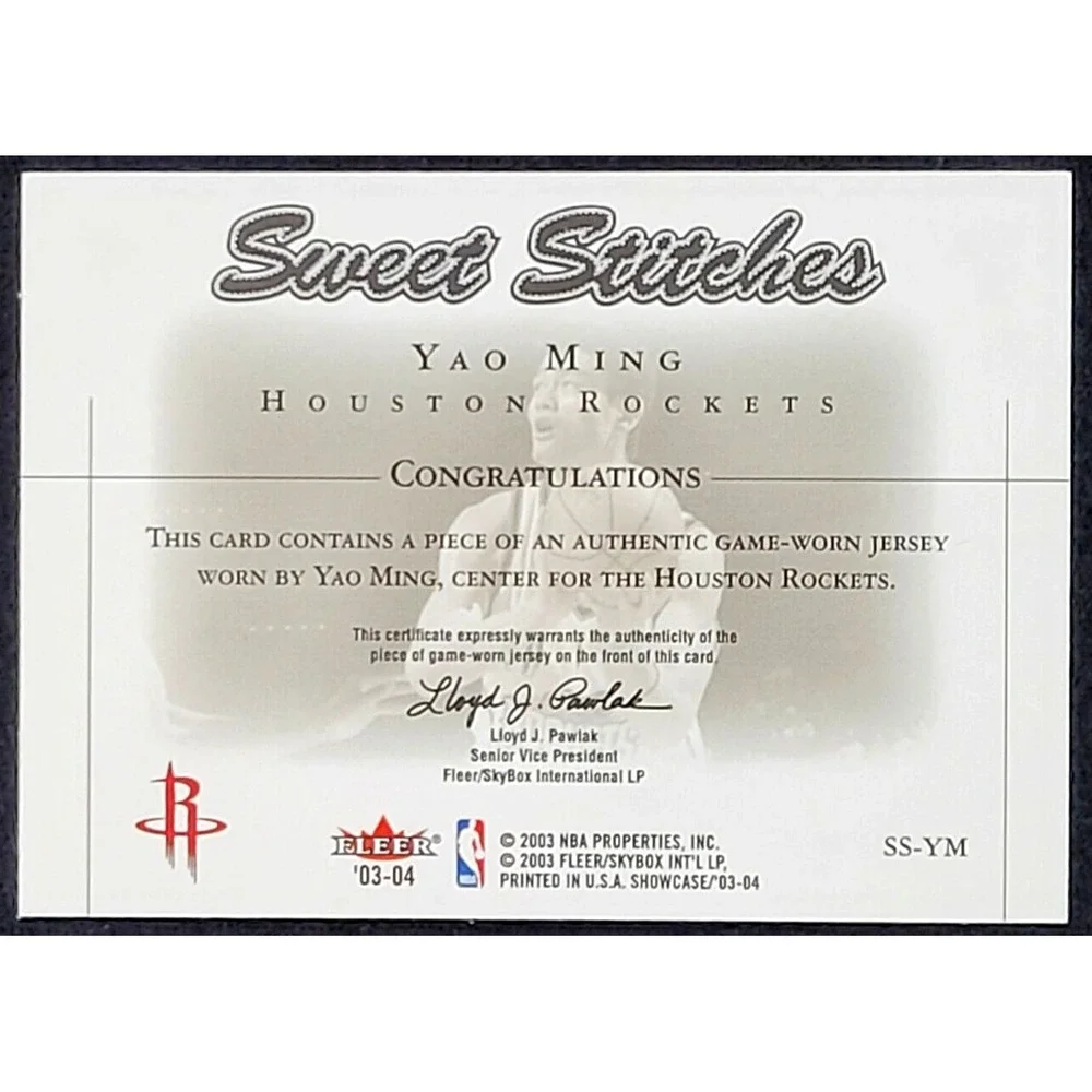 2003-04 FLEER SHOWCASE YAO MING SWEET STITCHES BLUE‎ JERSEY